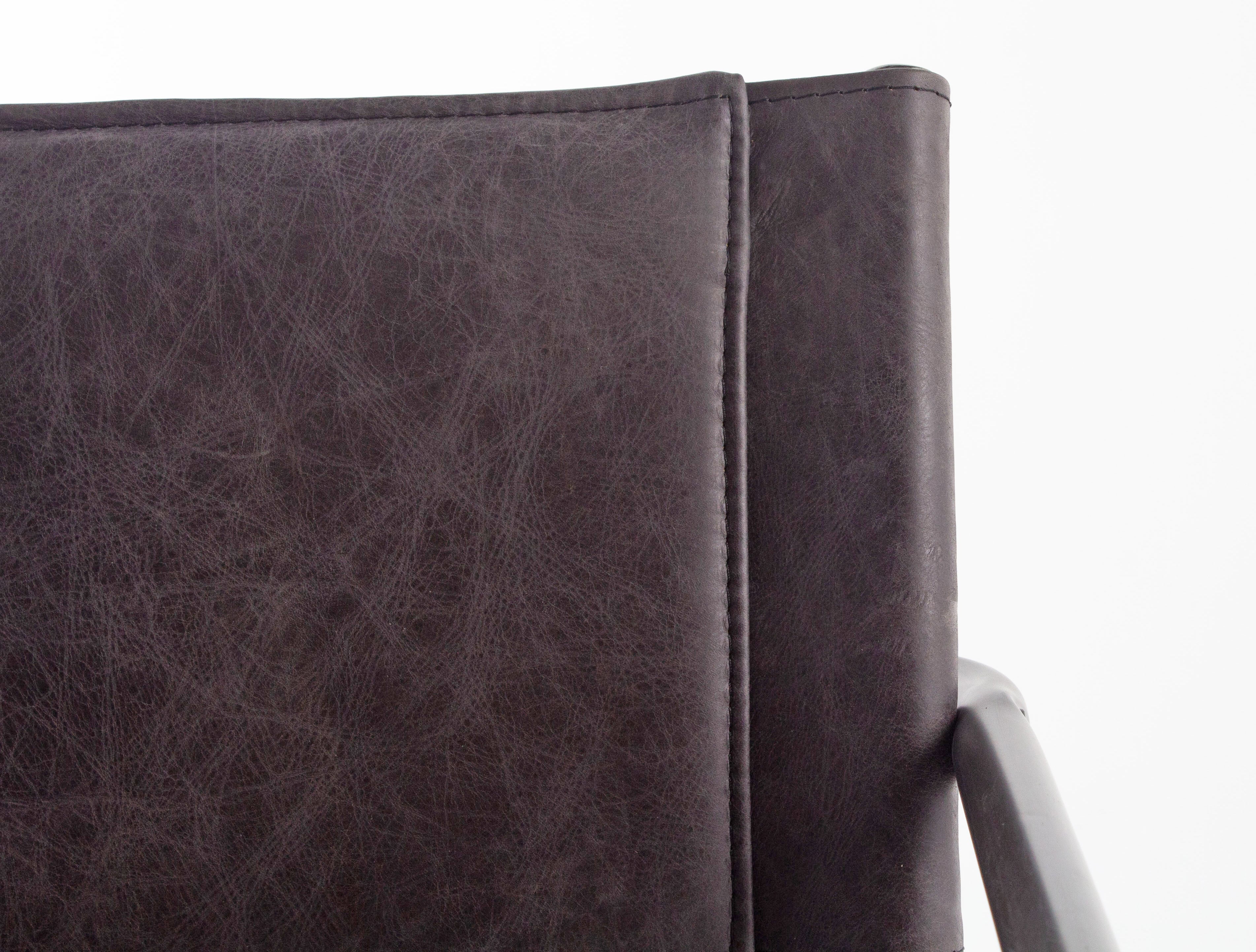 Leather and Steel Sling Dining Chair