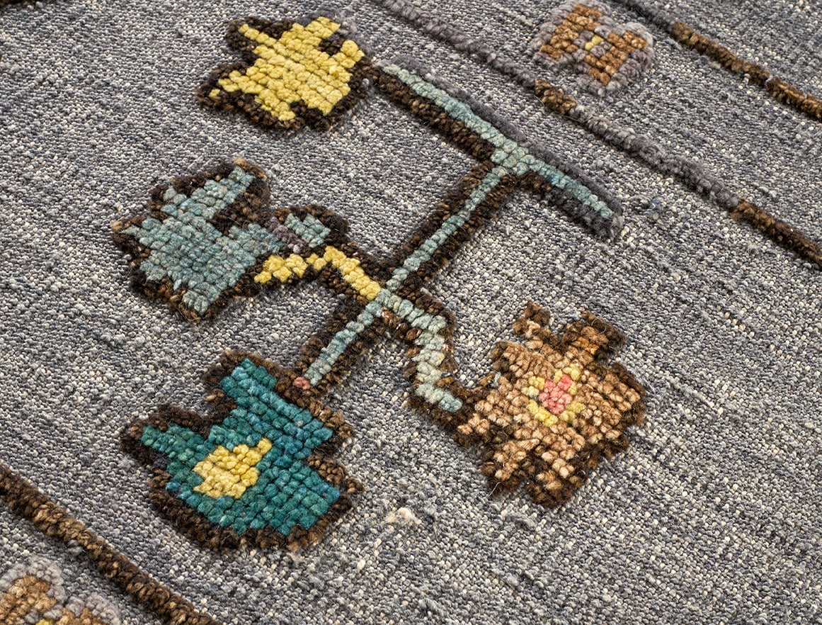 Contemporary Tulu Wool Rug in Modern Multi Tone Design