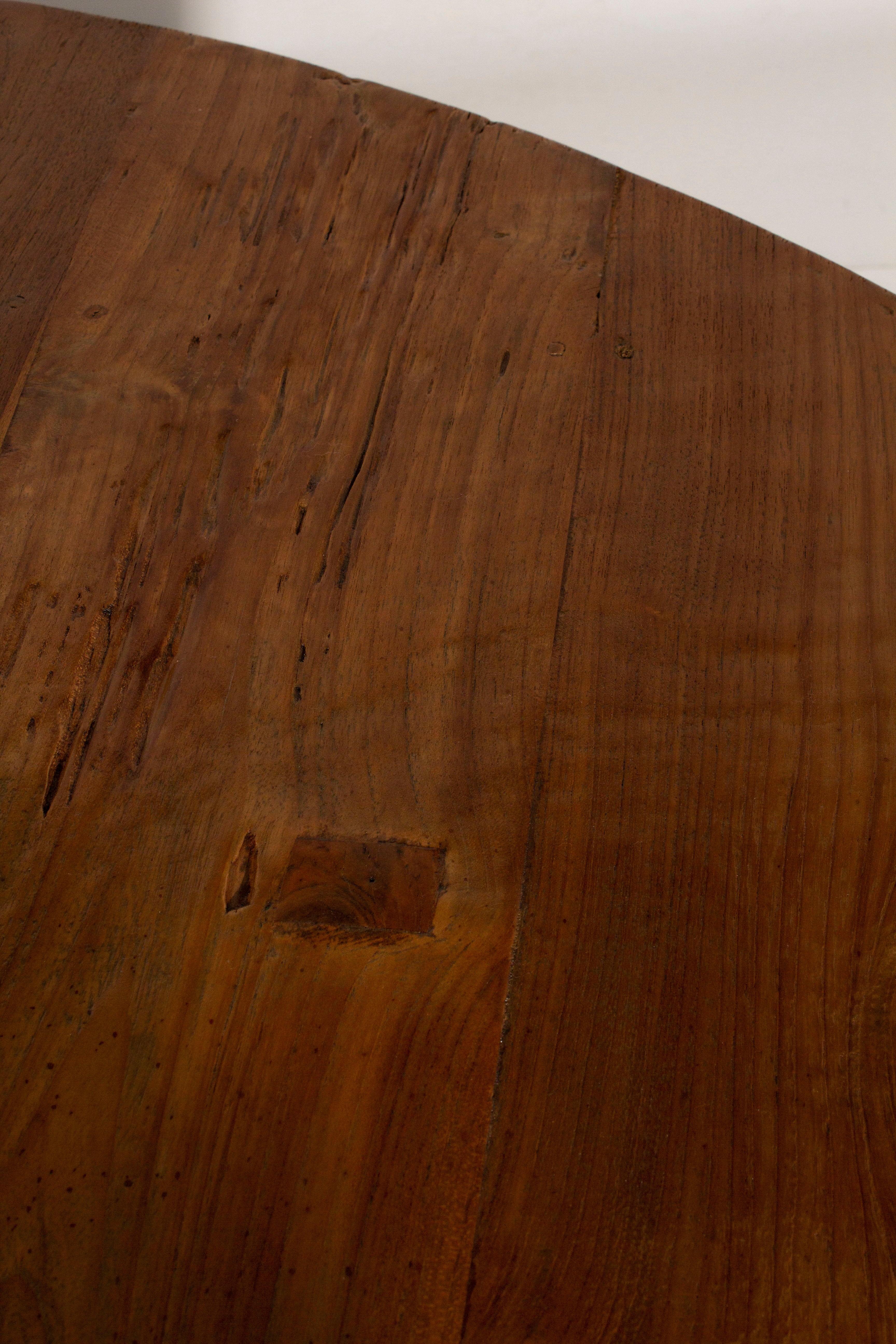 Reclaimed Elm Wood Table w/ Metal Base
