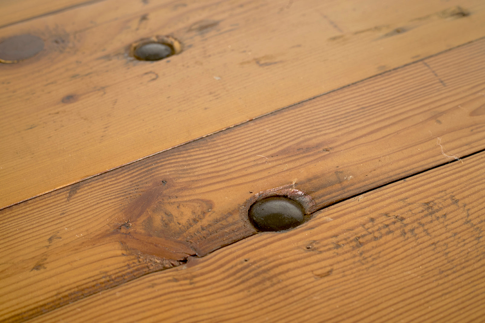 Wood Plank Top on Patinaed Steel Base Console