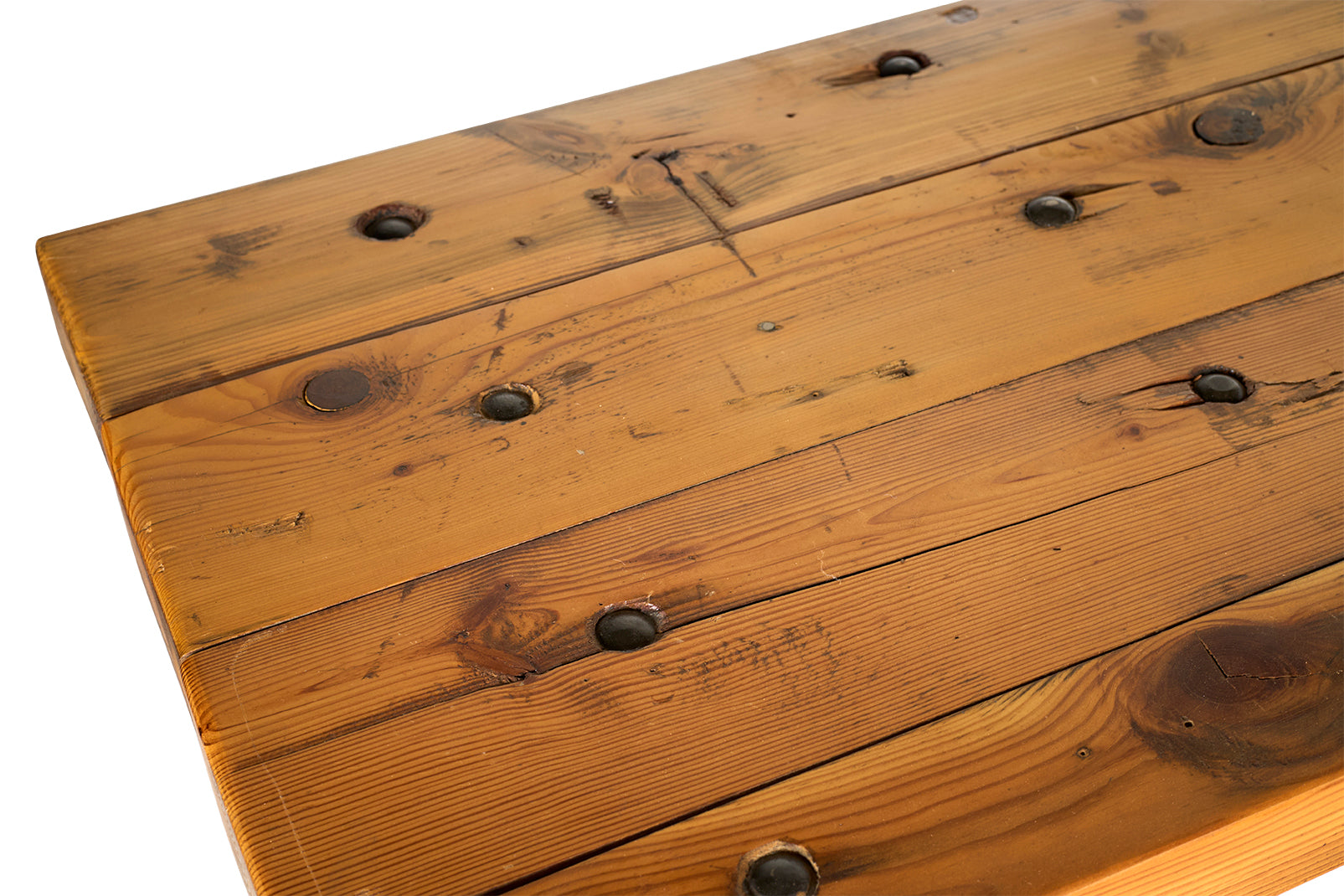 Wood Plank Top on Patinaed Steel Base Console