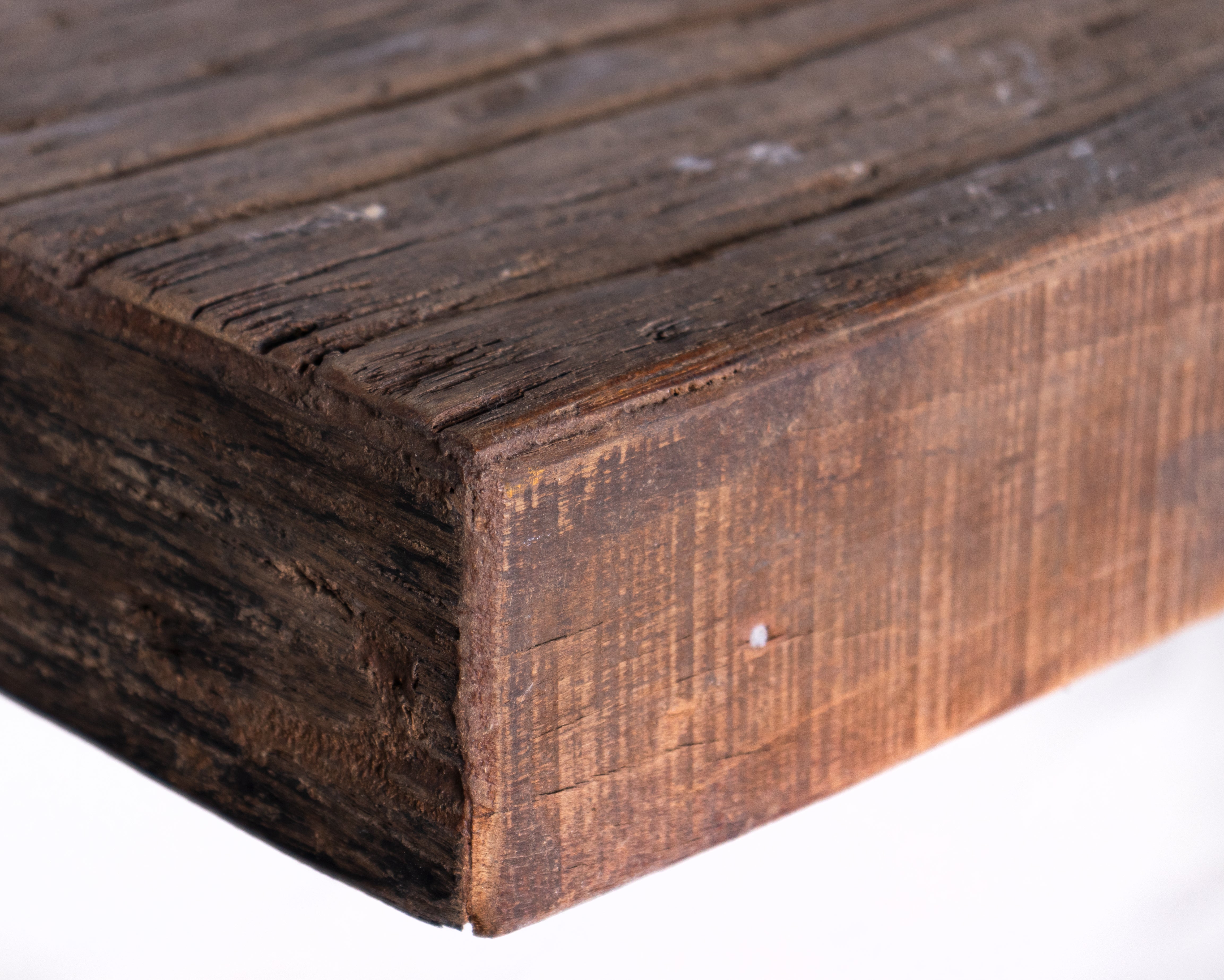 Reclaimed Elm Top on Ebonized Steel Base Dining Table