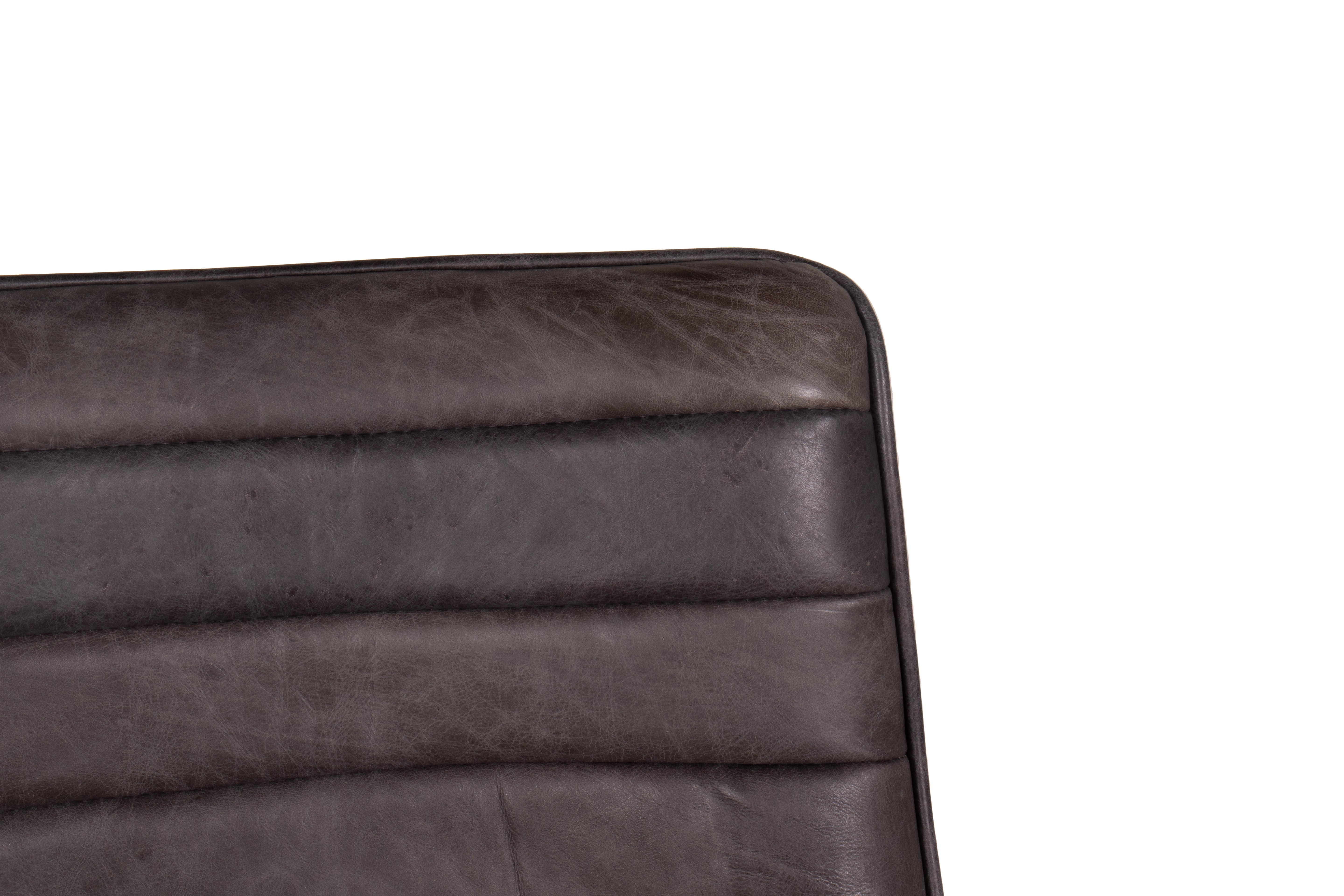 Modern Bar Chair in Channeled Leather with Steel Base
