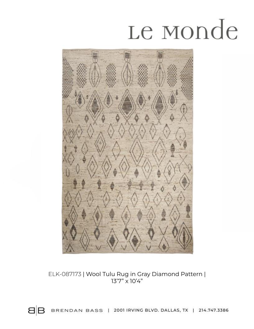Wool Tulu Rug in Gray Diamond Pattern