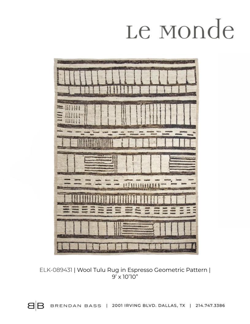 Wool Tulu Rug in Espresso Geometric Pattern