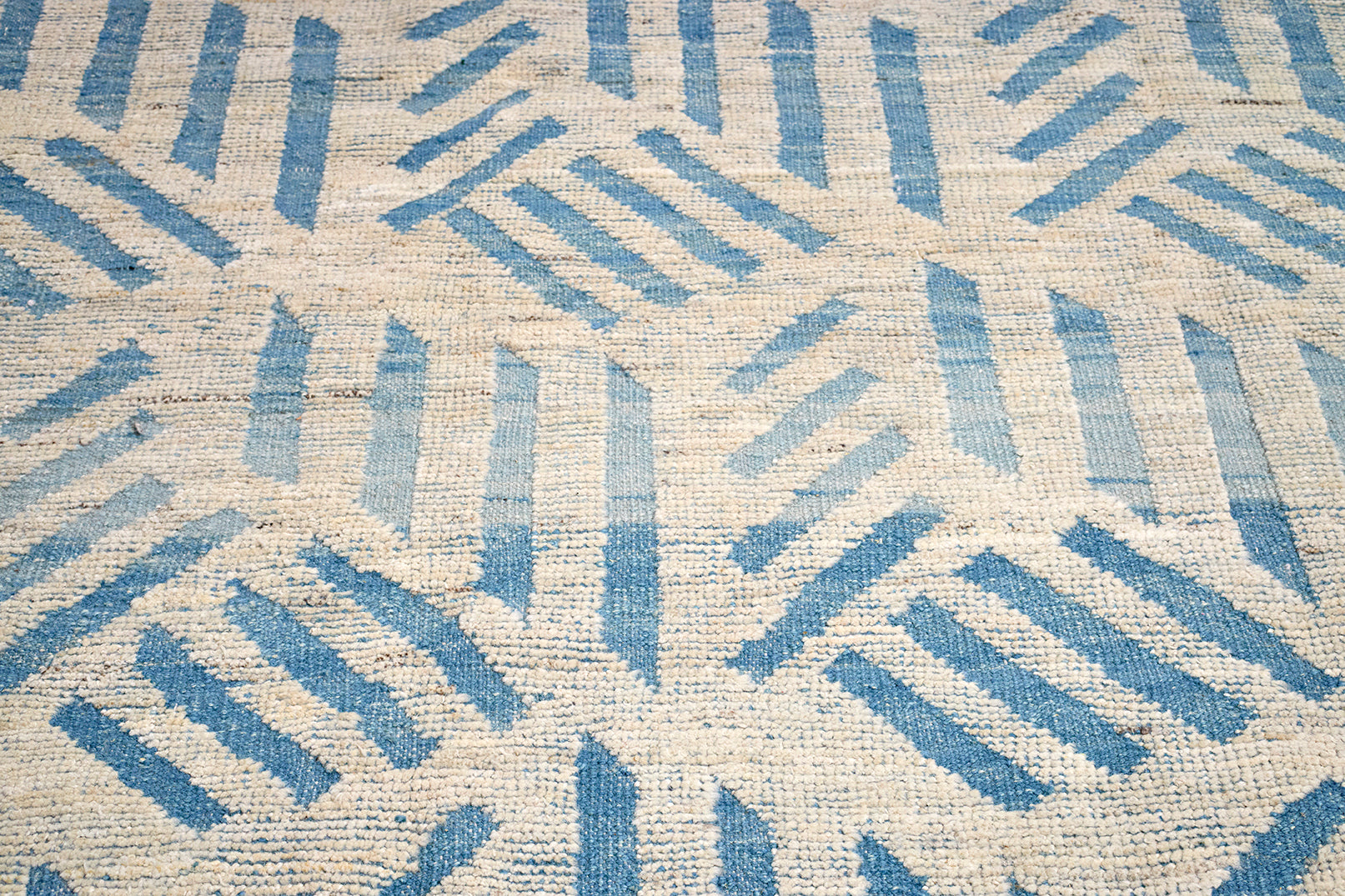 Wool Tulu Rug in Cerulean Geometric Pattern