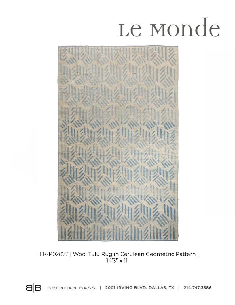 Wool Tulu Rug in Cerulean Geometric Pattern