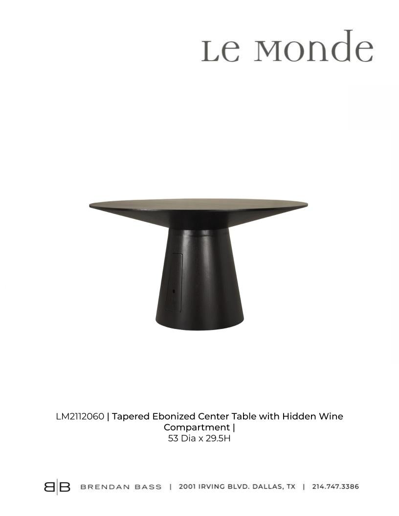 Tapered Ebonized Center Table with Hidden Wine Compartment