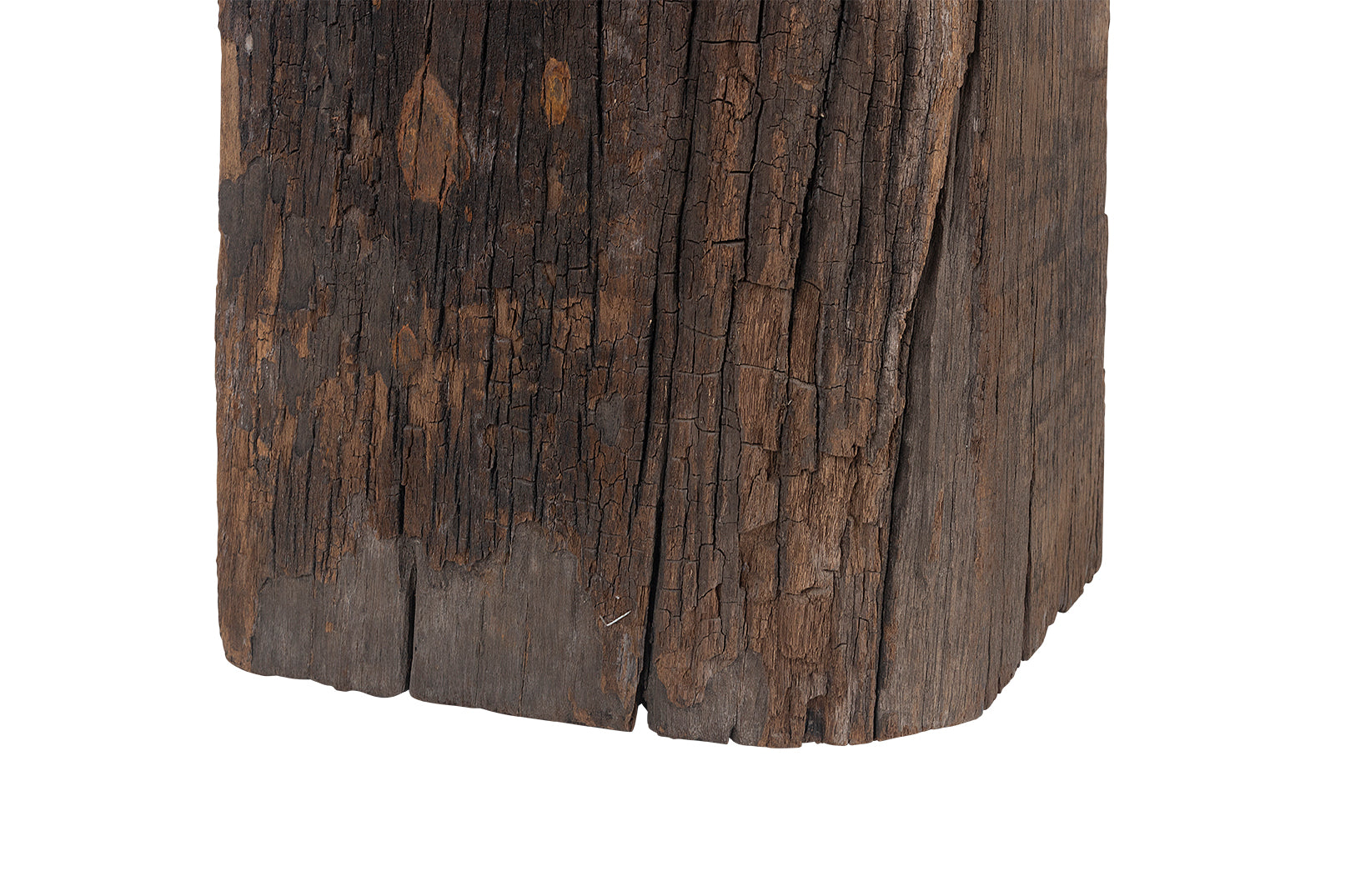 Vintage Dutch Canal Post with Patinated Steel Top Side Table