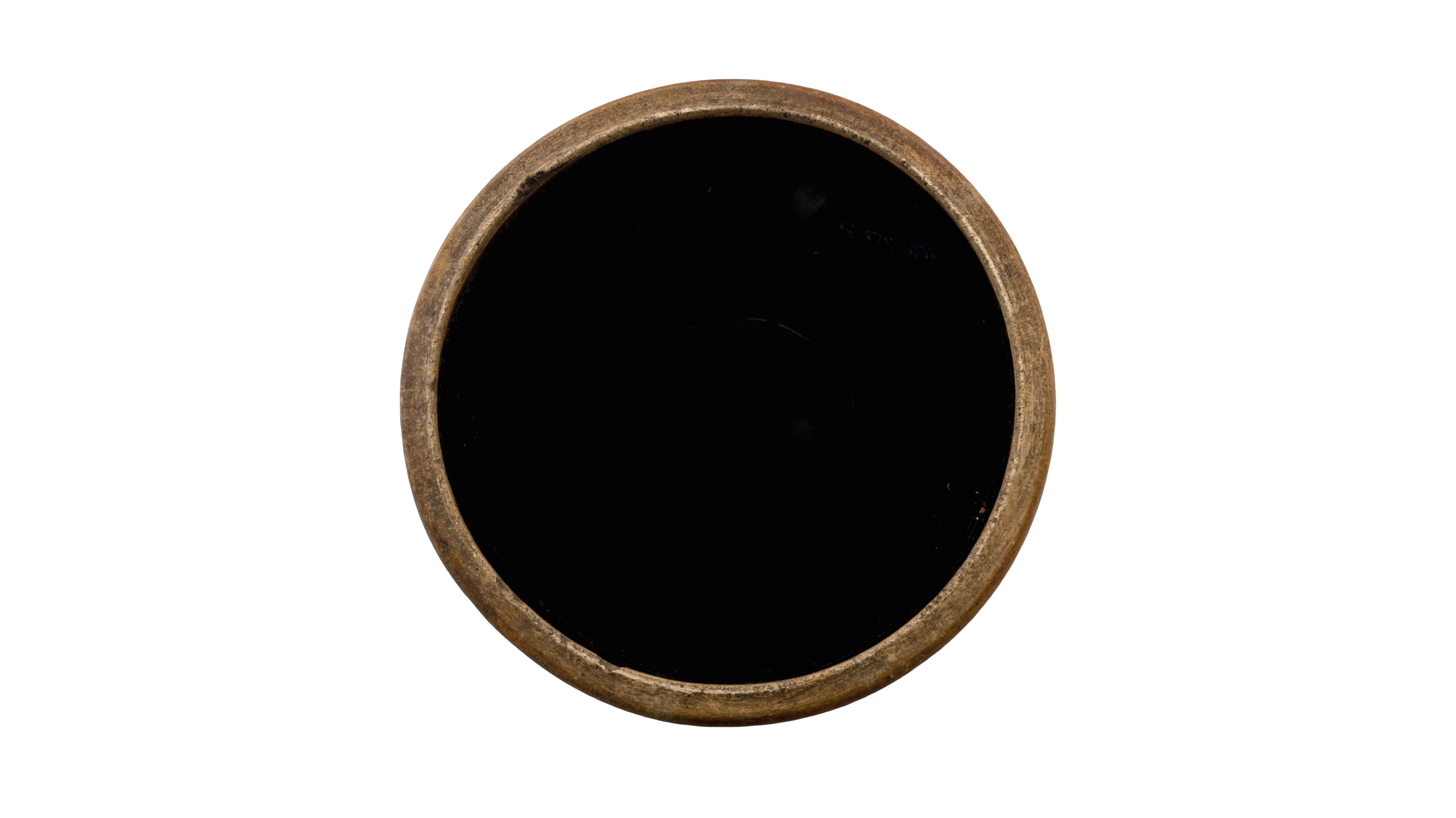 Short Black Glazed Terra Cotta Storage Vase