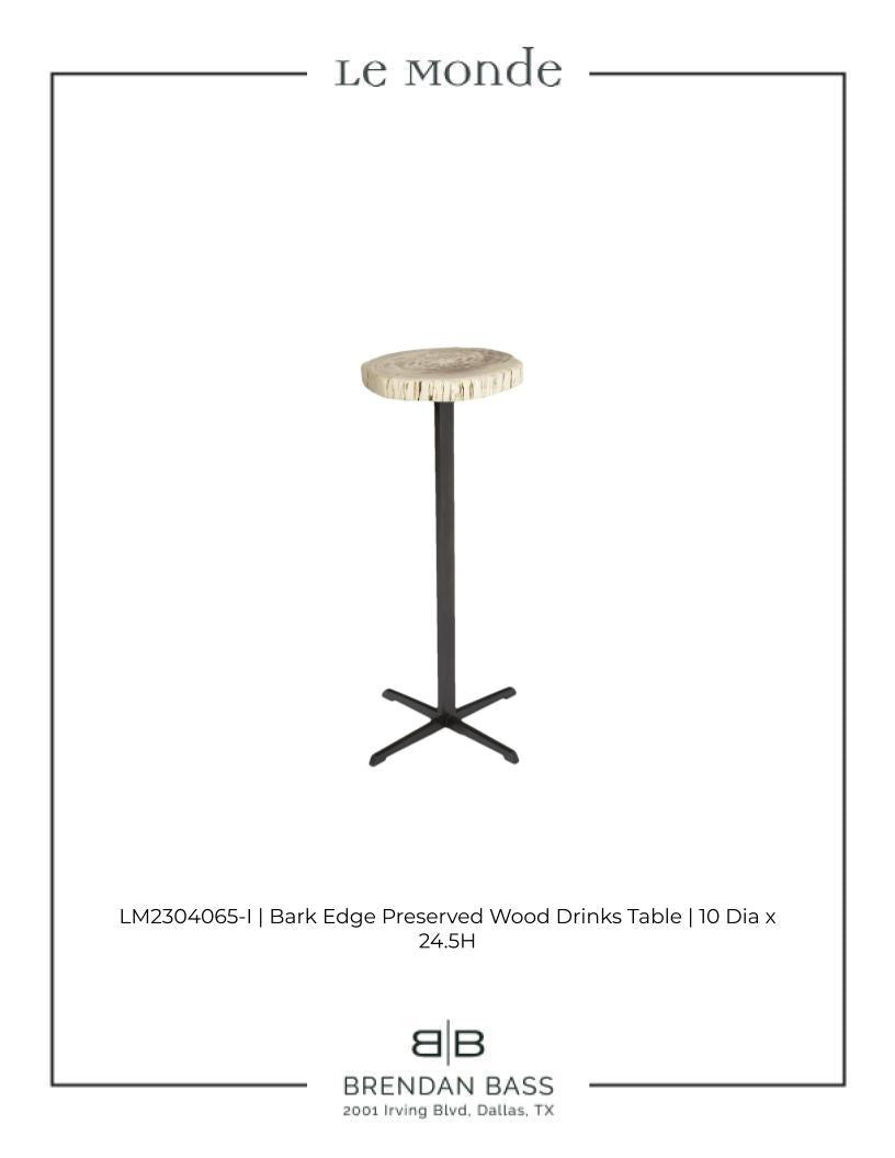 Bark Edge Petrified Wood Drinks Table
