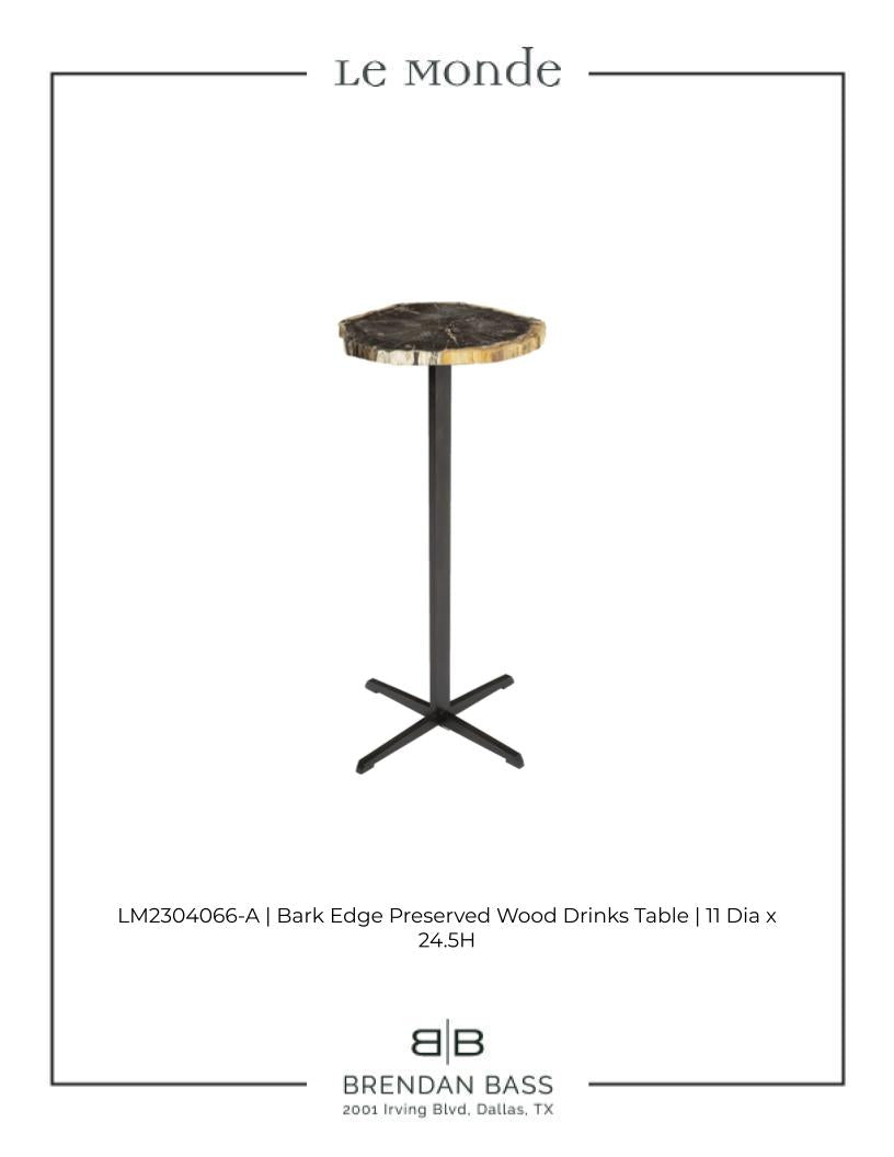 Bark Edge Petrified Wood Drinks Table