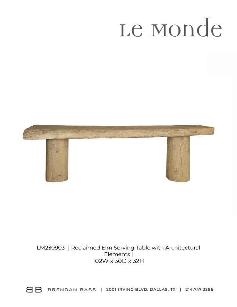 Large Serving Table Made From Reclaimed Elm Architectural Elements