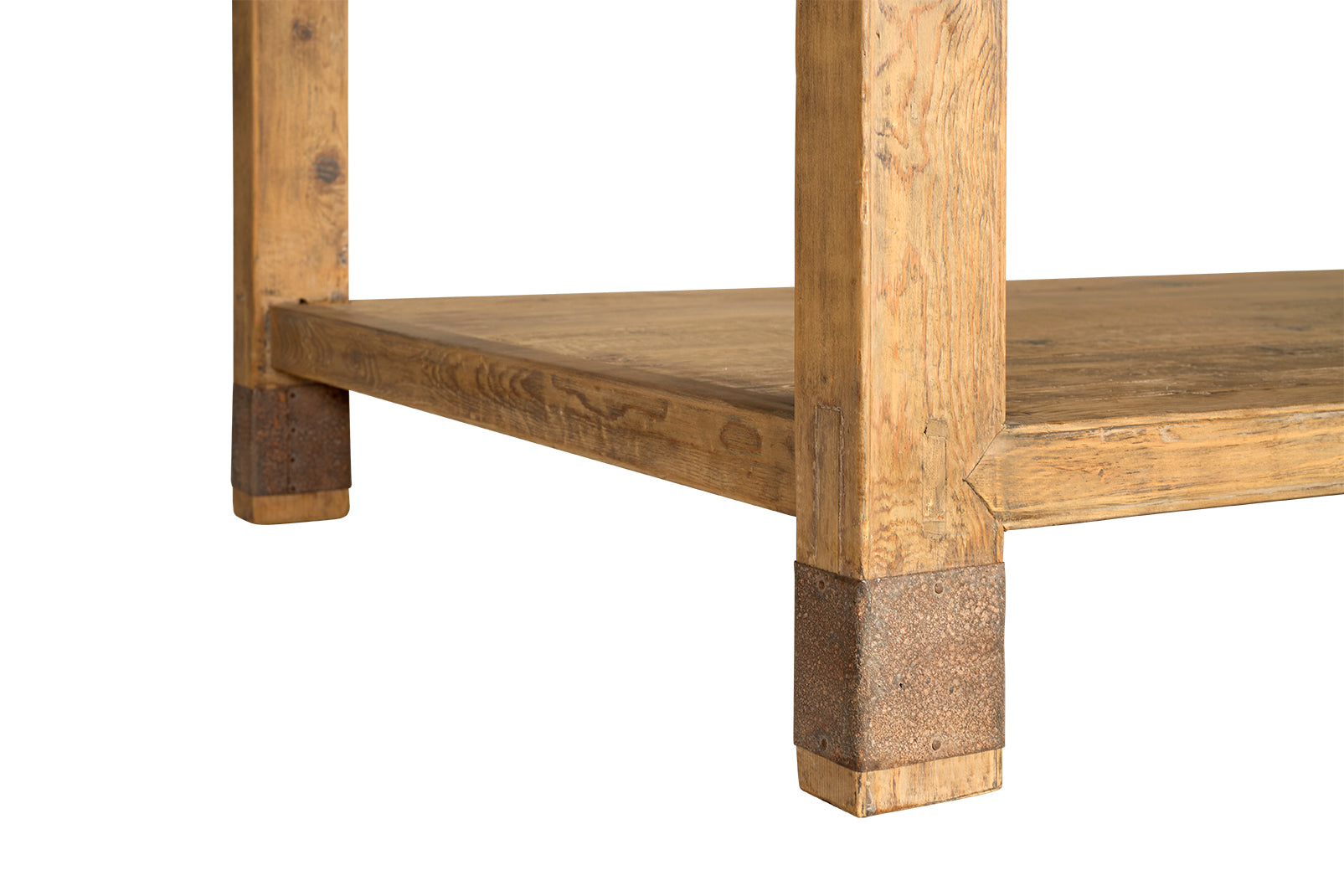 Four Drawer Open Base Serving Table in Bleached Elm