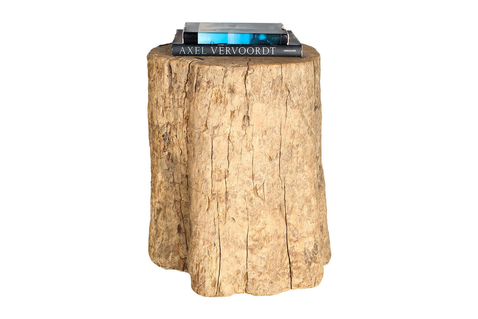 Weathered Teak Wood End Table with Staple Cleat Accents