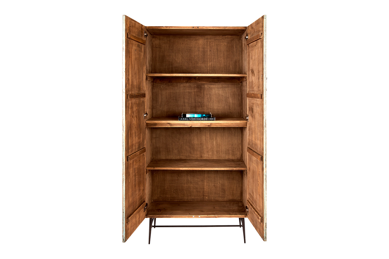 Reclaimed Wood Reeded Armoire in Original Paint Patina