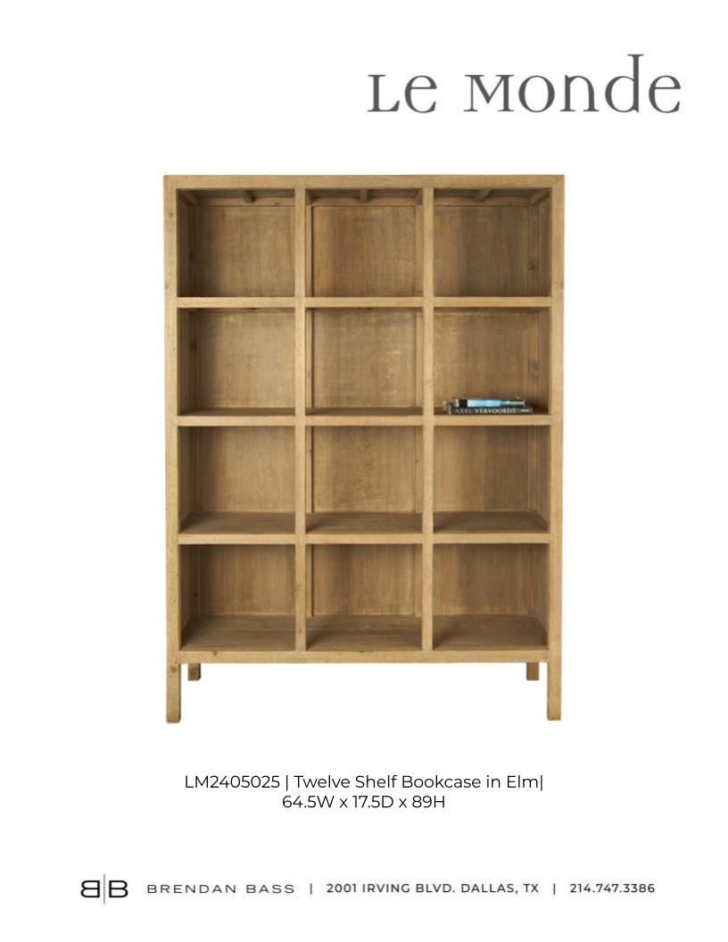 Reclaimed Elm Twelve Shelf Bookcase