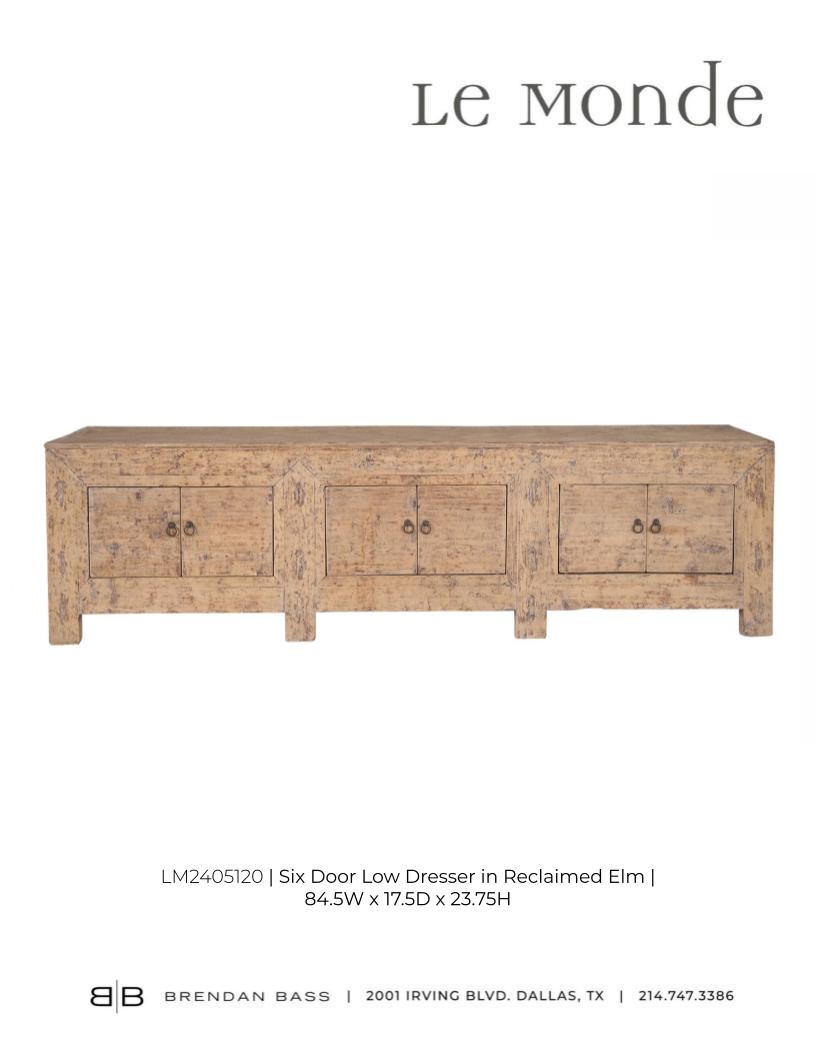 Reclaimed Elm Six Door Low Cabinet