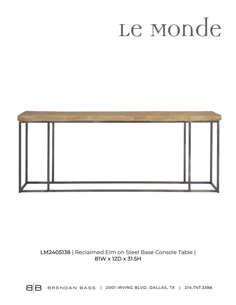 Reclaimed Elm on Steel Base Console Table