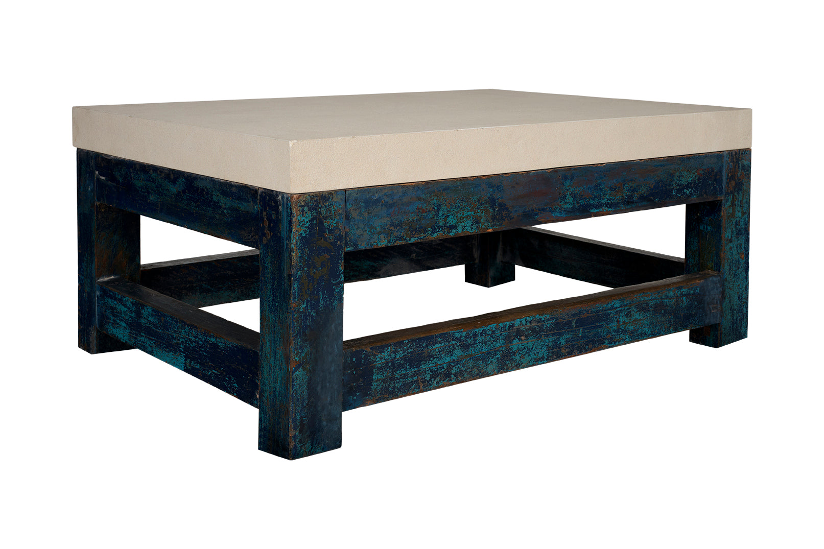 Paint Patina Shop Table as Coffee Table