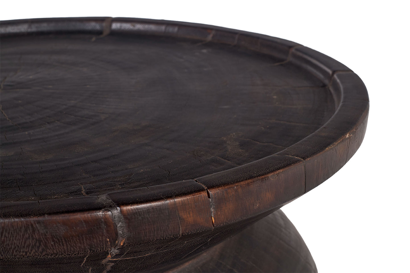 Ebonized Carved Wood Side Table