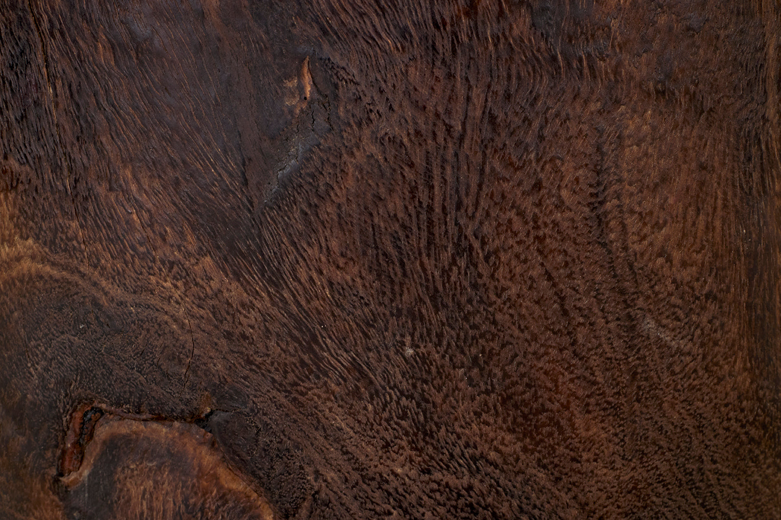 Weathered Lychee Kettle Drum Wood End Table