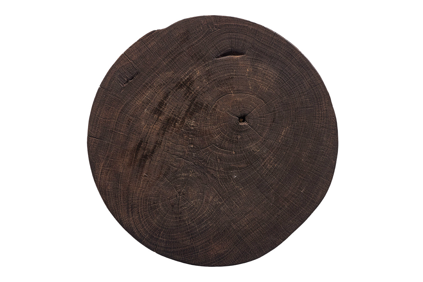 Weathered Lychee Kettle Drum Wood End Table