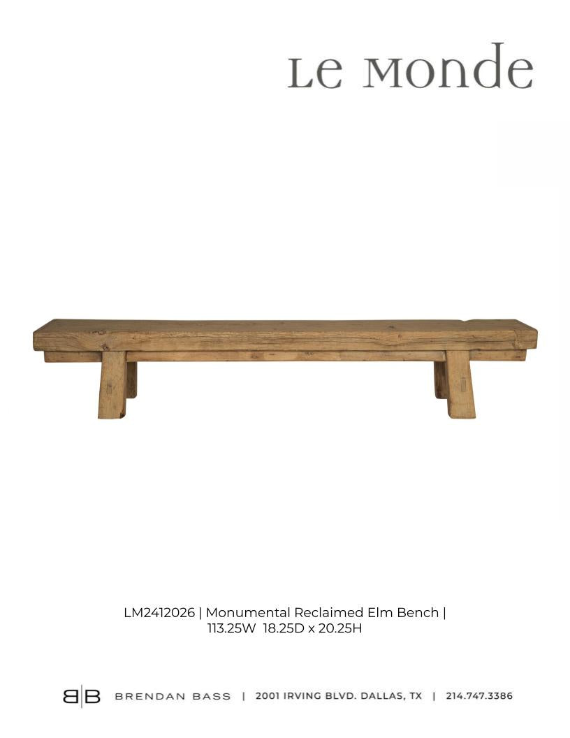 Monumental Reclaimed Elm Bench