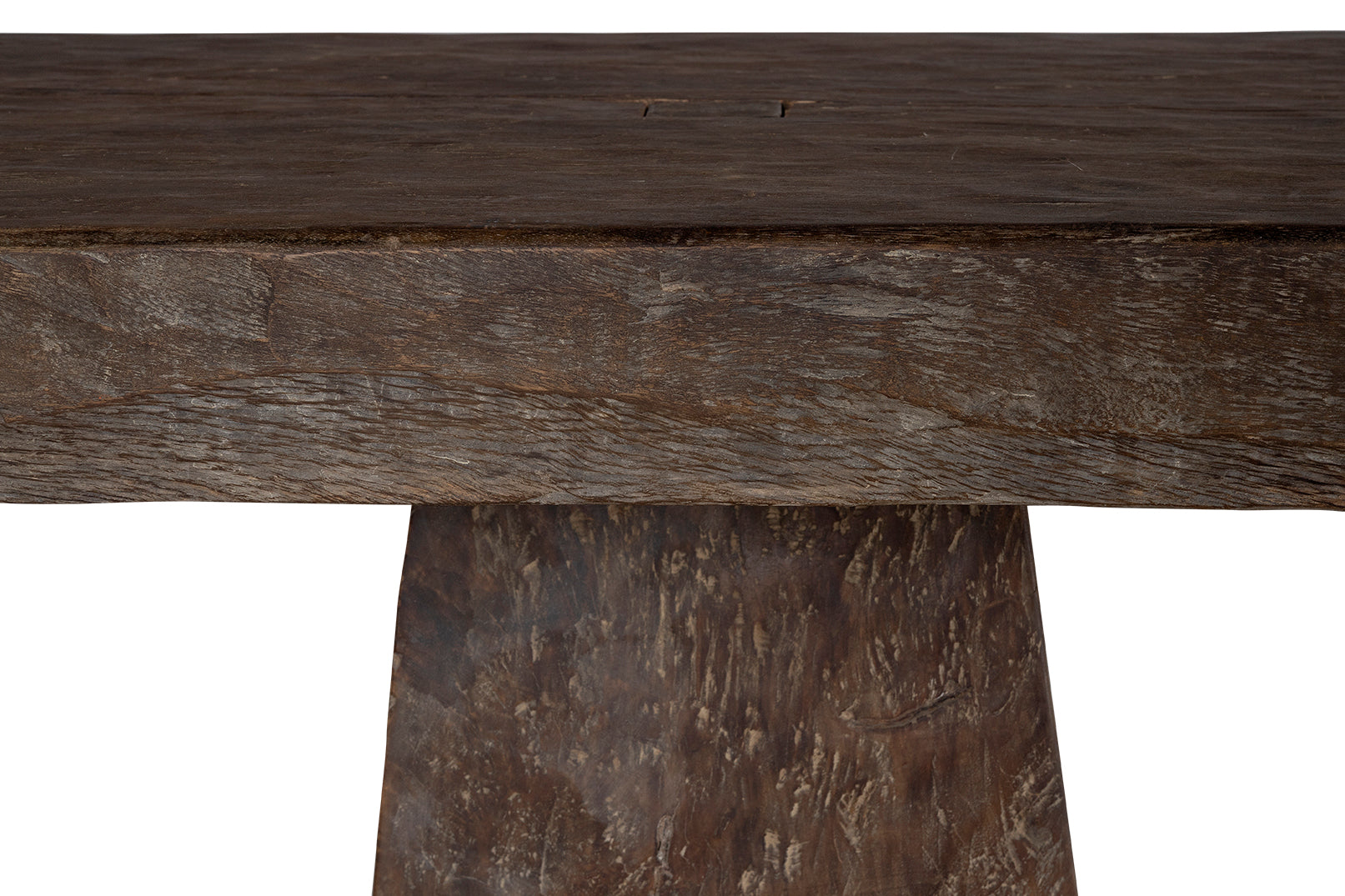 Elm Console Table with Geometric Double Pedestal Base