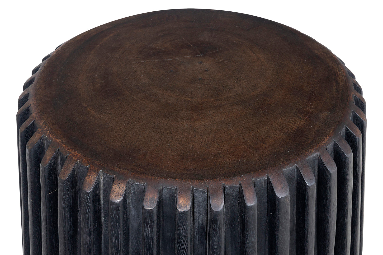 Dime Edge Polished Ebonized Lychee Wood Side Table