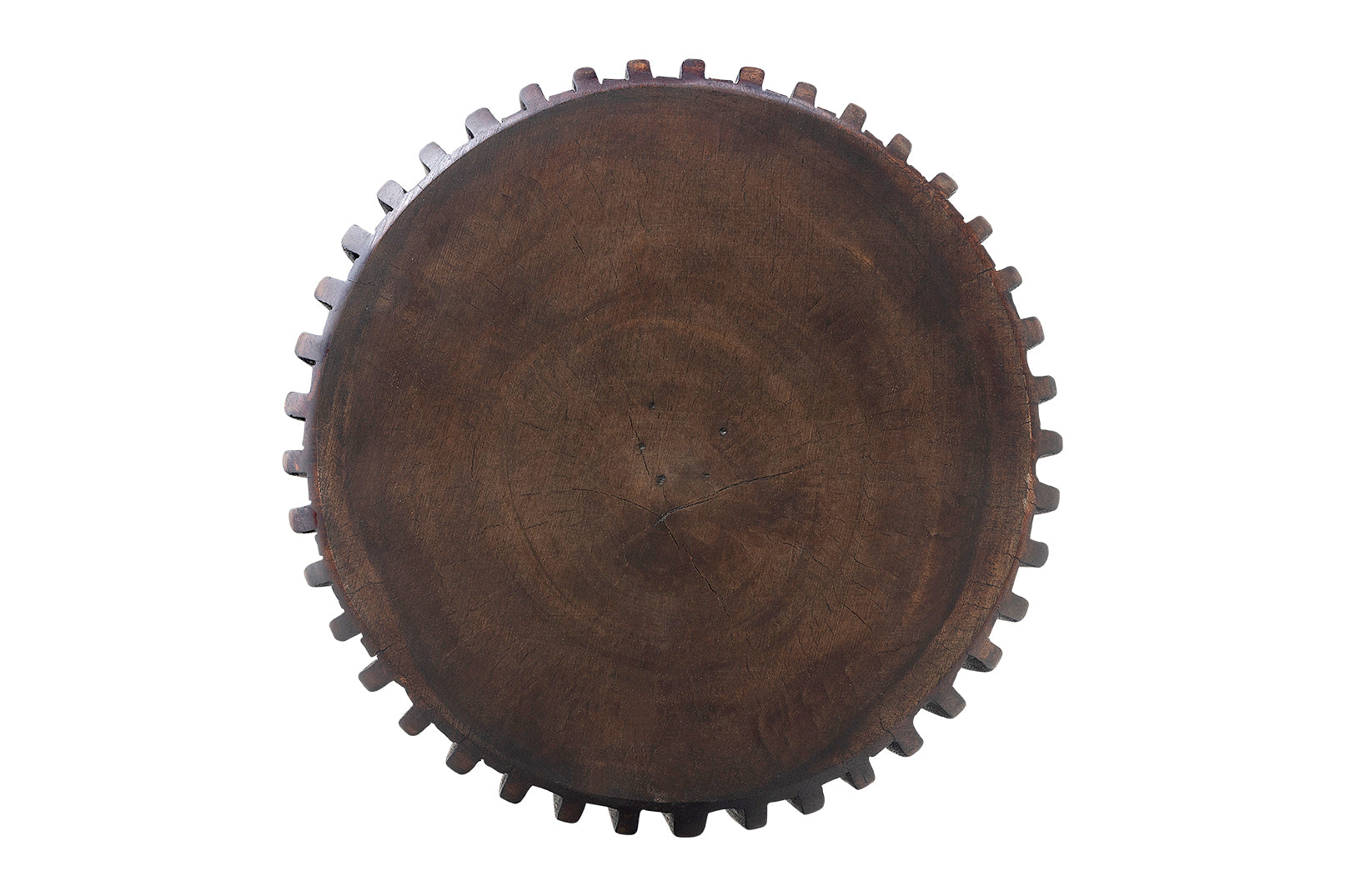 Dime Edge Polished Ebonized Lychee Wood Side Table