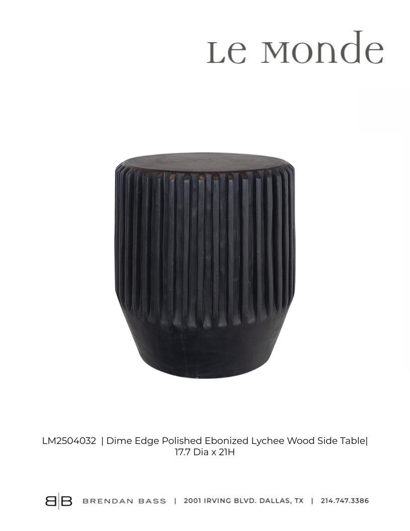 Dime Edge Polished Ebonized Lychee Wood Side Table