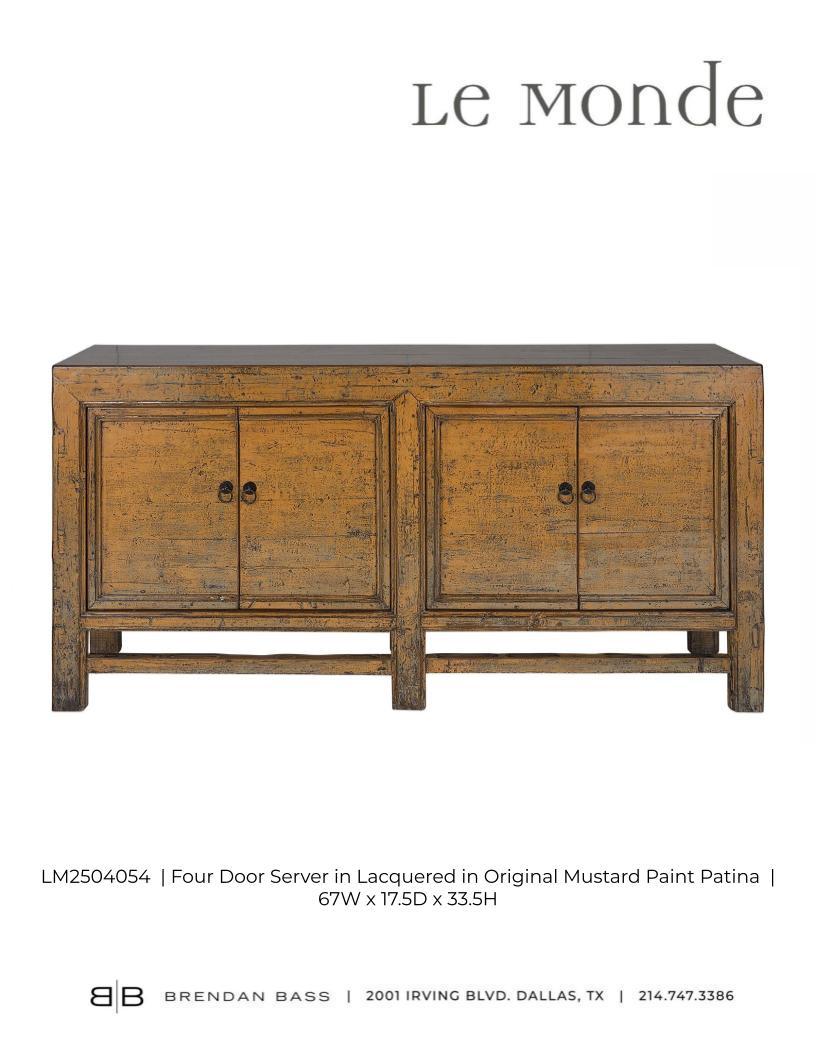 Mustard Lacquered Four Door Server in Original Paint Patina