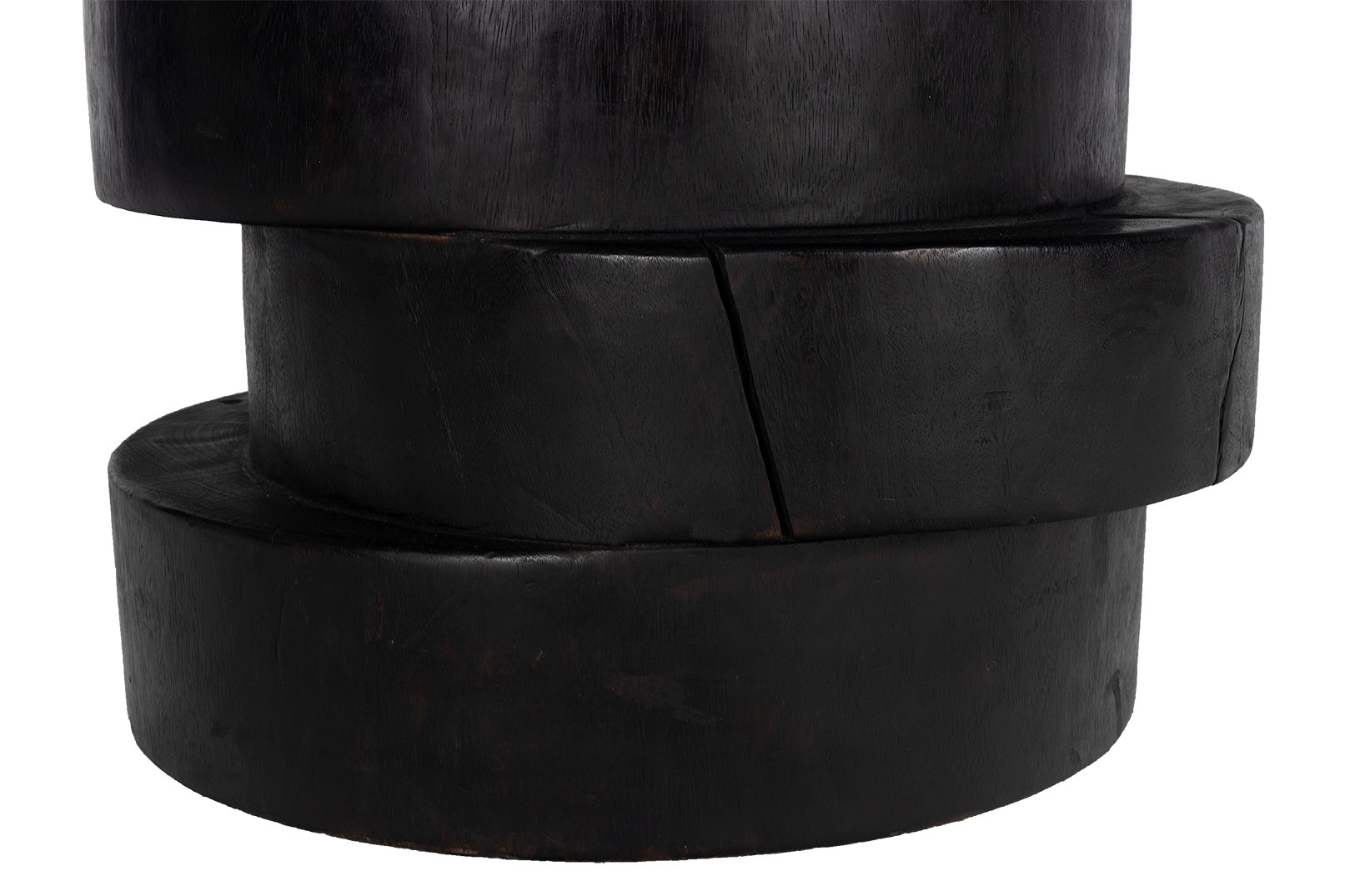 Ebonized Lychee Wood Stacked Design Side Table