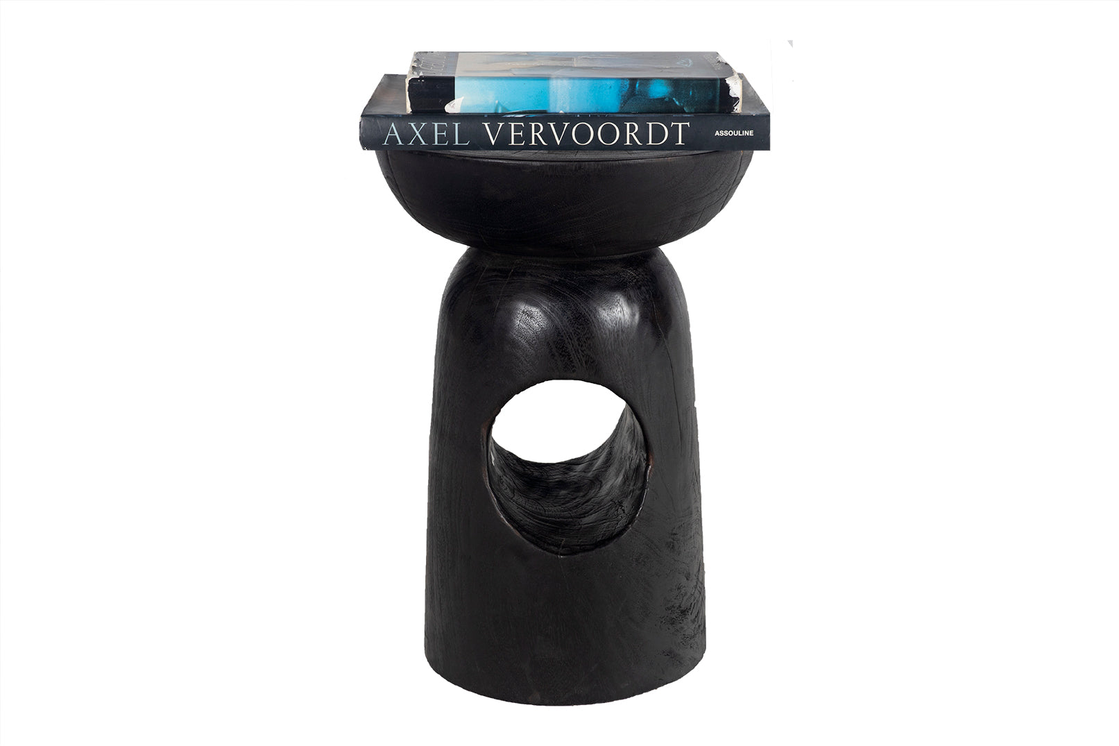 Ebonized Open Form Wood Side Table