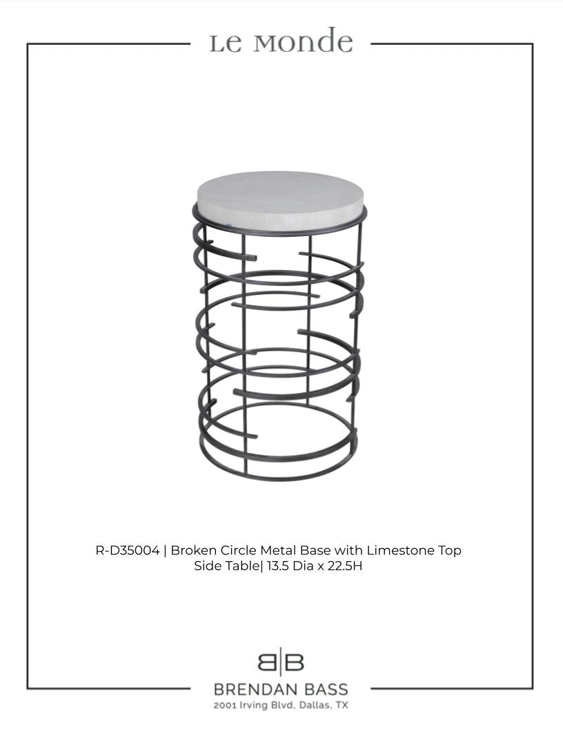 Broken Circle Metal Base with Limestone Top