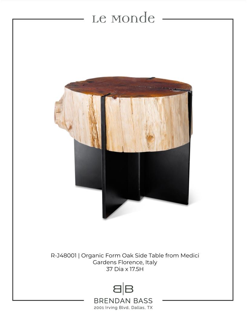 Modernist Ebonized Steel and End Cut Oak Coffee Table