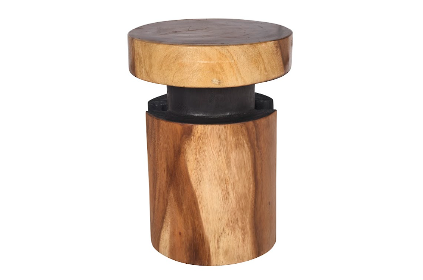 Modern Carved Side Table in Two Tone Wood