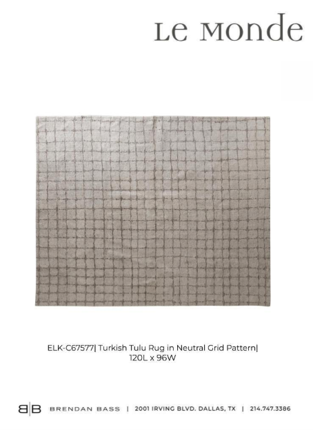 Turkish Tulu Wool Rug in Neutral Grid Pattern