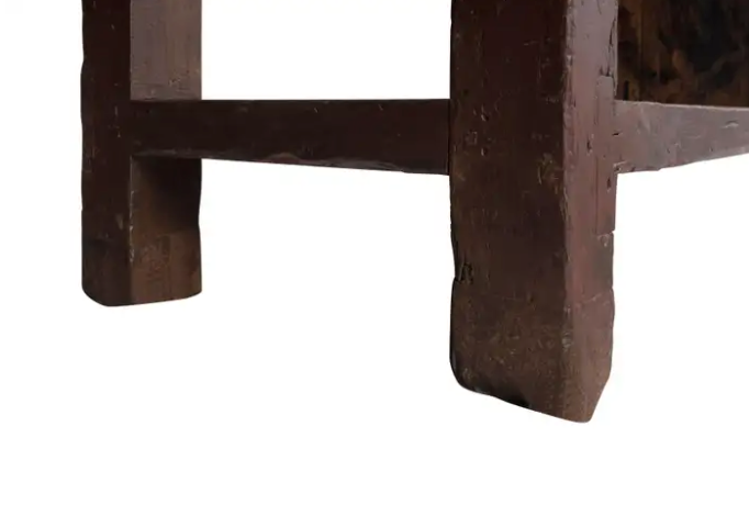 Vintage French Workshop Console with Weathered Lime Stone Top