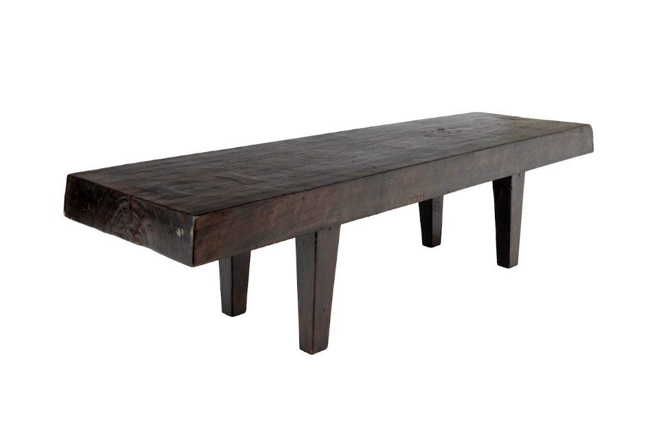 Teak Plank Coffee Table or Bench with Butterfly Inlay Top