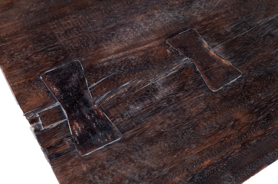 Teak Plank Coffee Table or Bench with Butterfly Inlay Top
