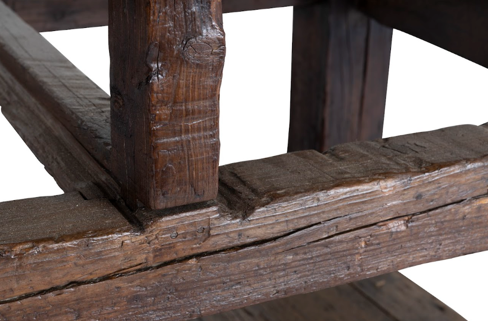 Vintage Industrial Tradesman Table with Limestone Top