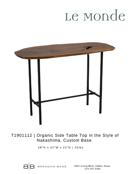 Organic Side Table Top, Custom Base