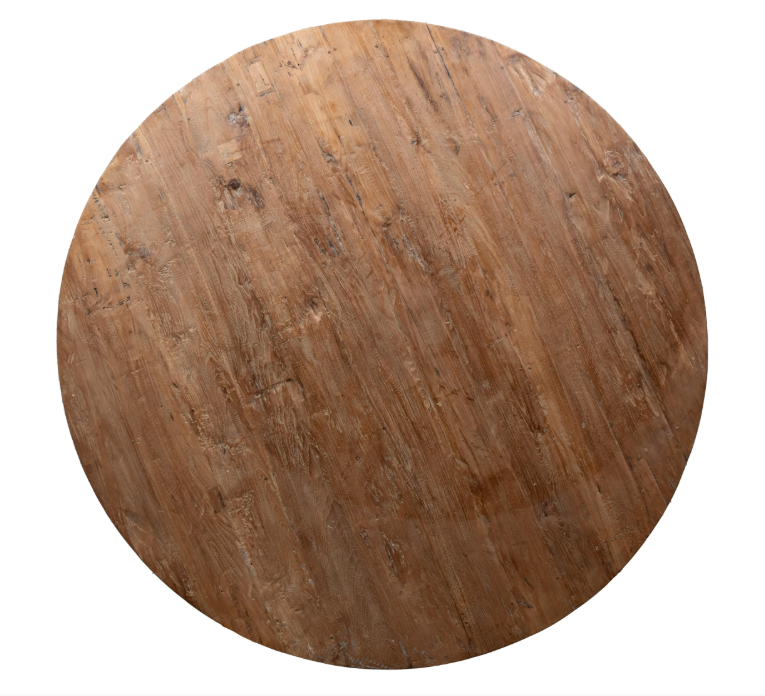 Reclaimed Elm Wood Table w/ Metal Base