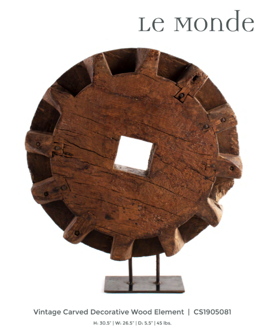 Decorative Wood Element on Steel Base