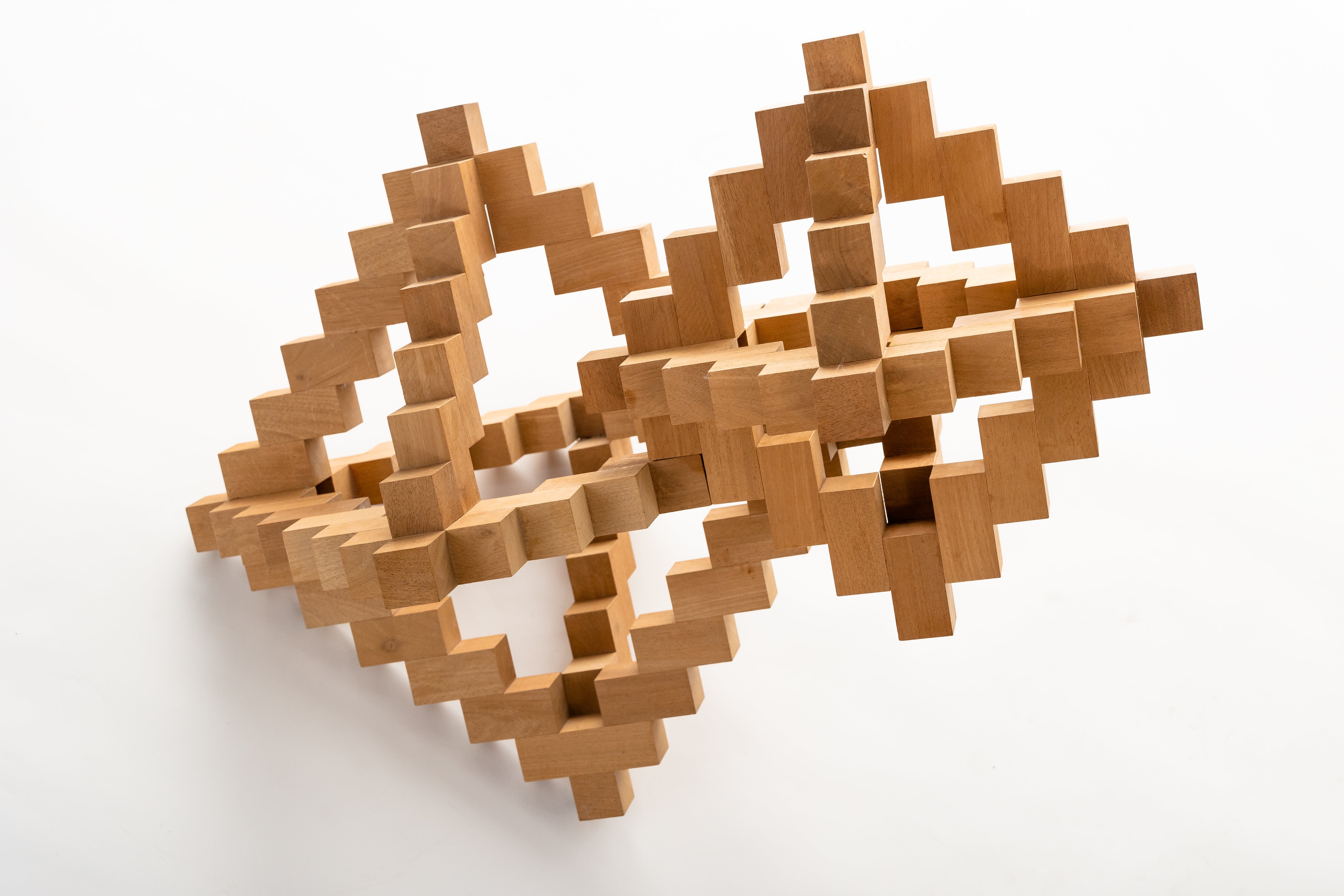 Modern Geometric Wood Sculpture