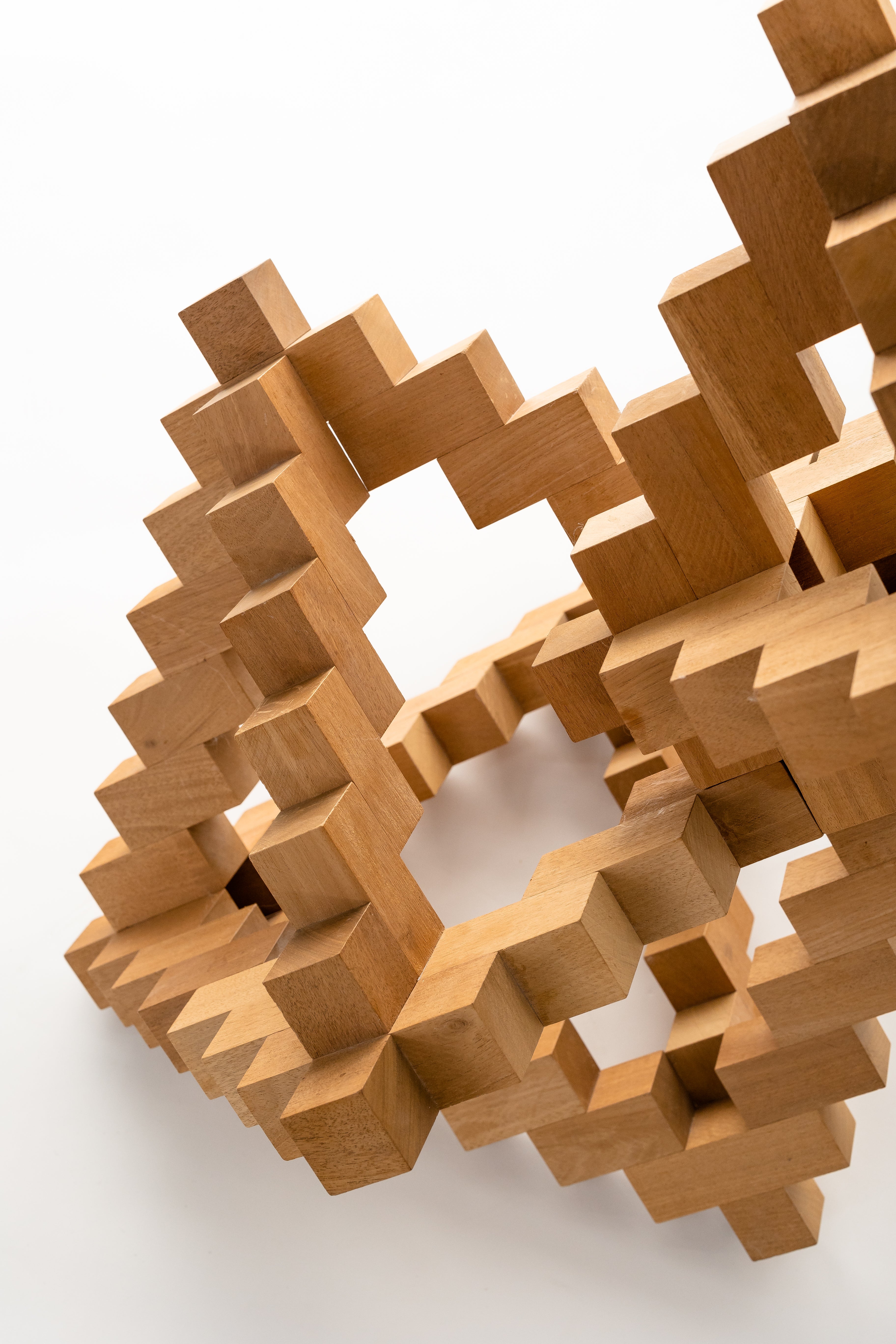 Modern Geometric Wood Sculpture