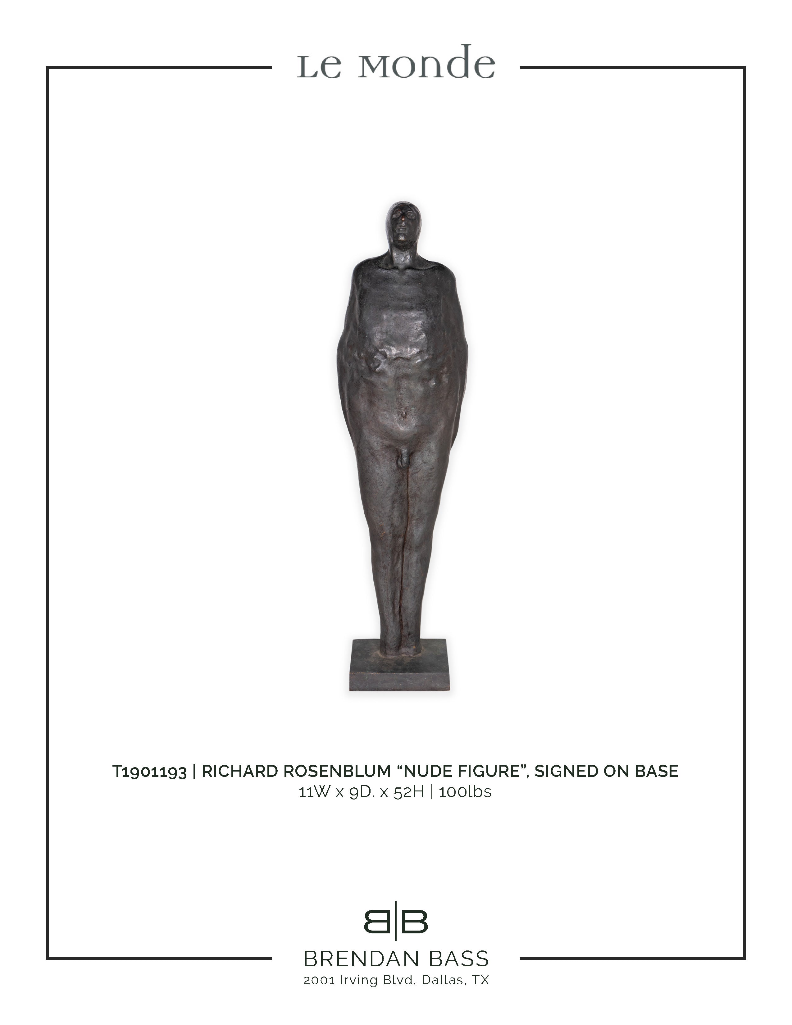 Richard Rosenblum "Nude Figure", Bronze, Signed on Self Base