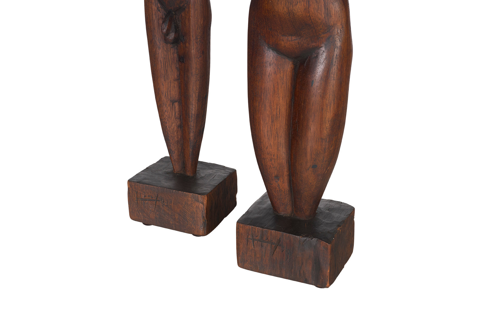 Pair of Carved Wooden Torso of a Female and Male